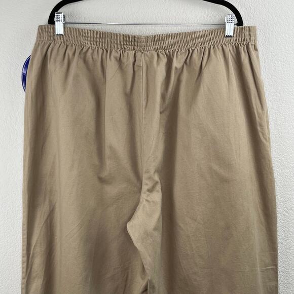 Cascade Blues Khaki Tan Pull On Elastic Waist High-Rise Pants NWT Plus 24W Short - Picture 6 of 11